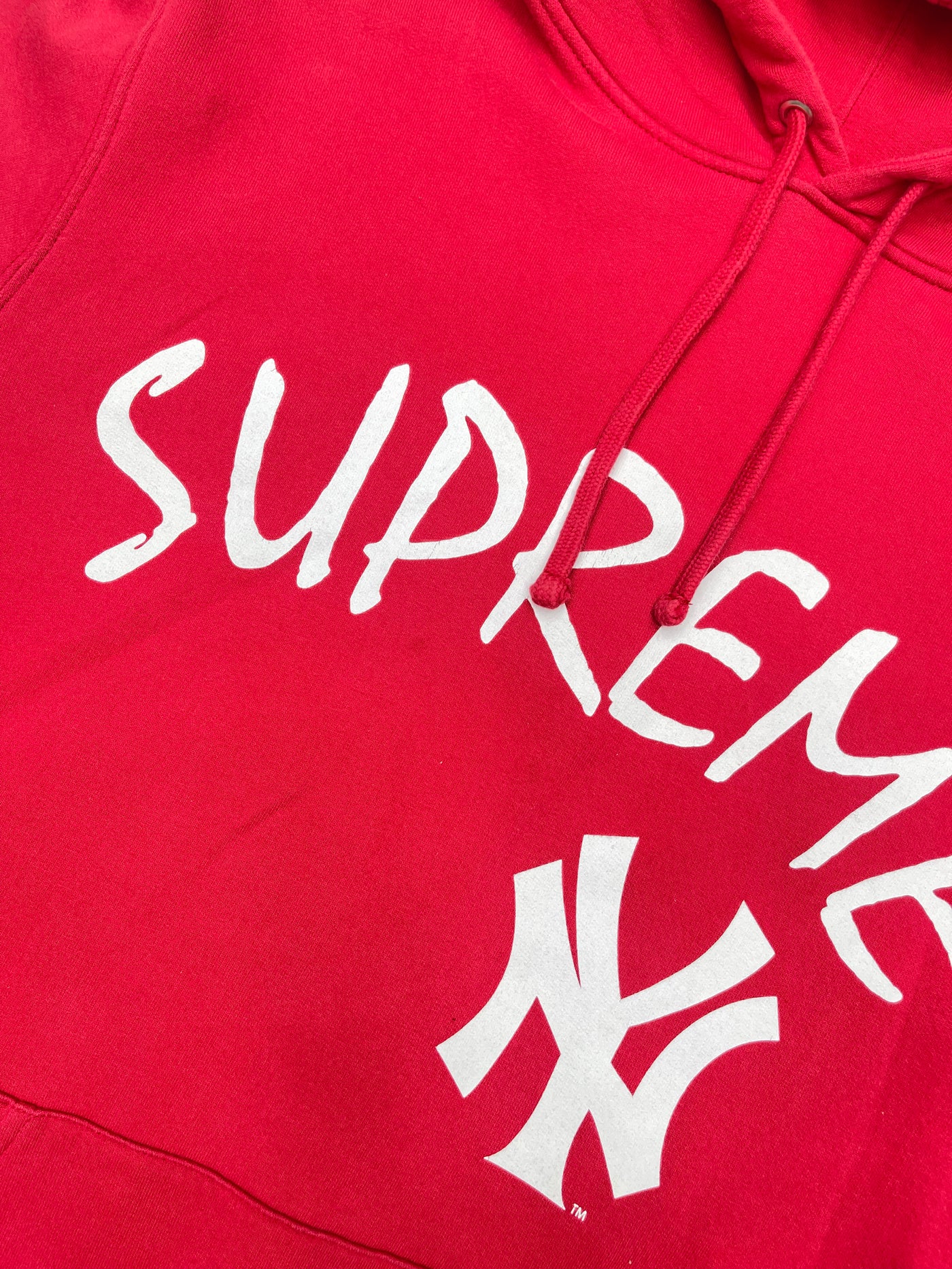 SS15 Supreme Yankees Hooded Sweatshirt Red