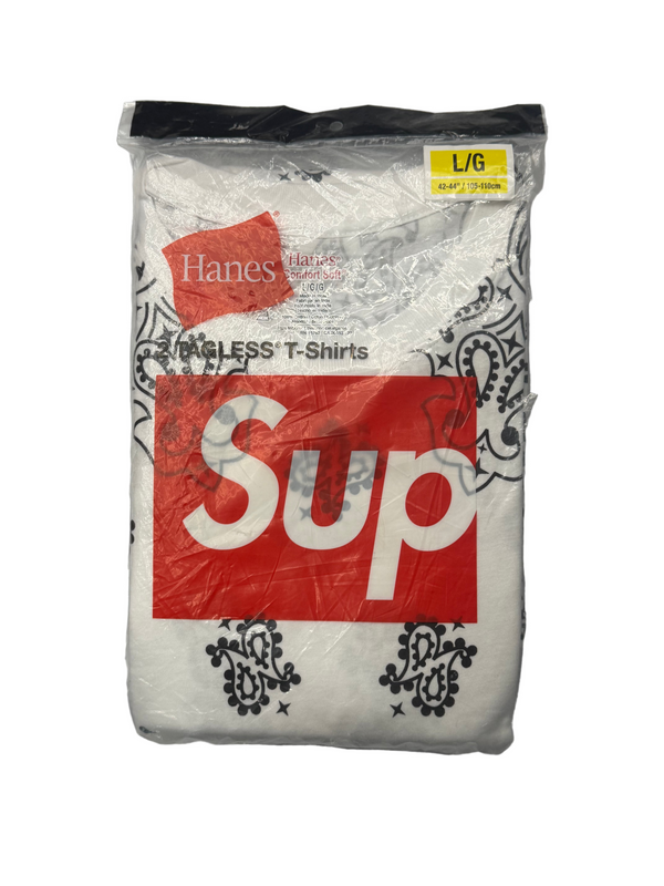 FW22 Supreme x Hanes Bandana Tees 2 Pack White