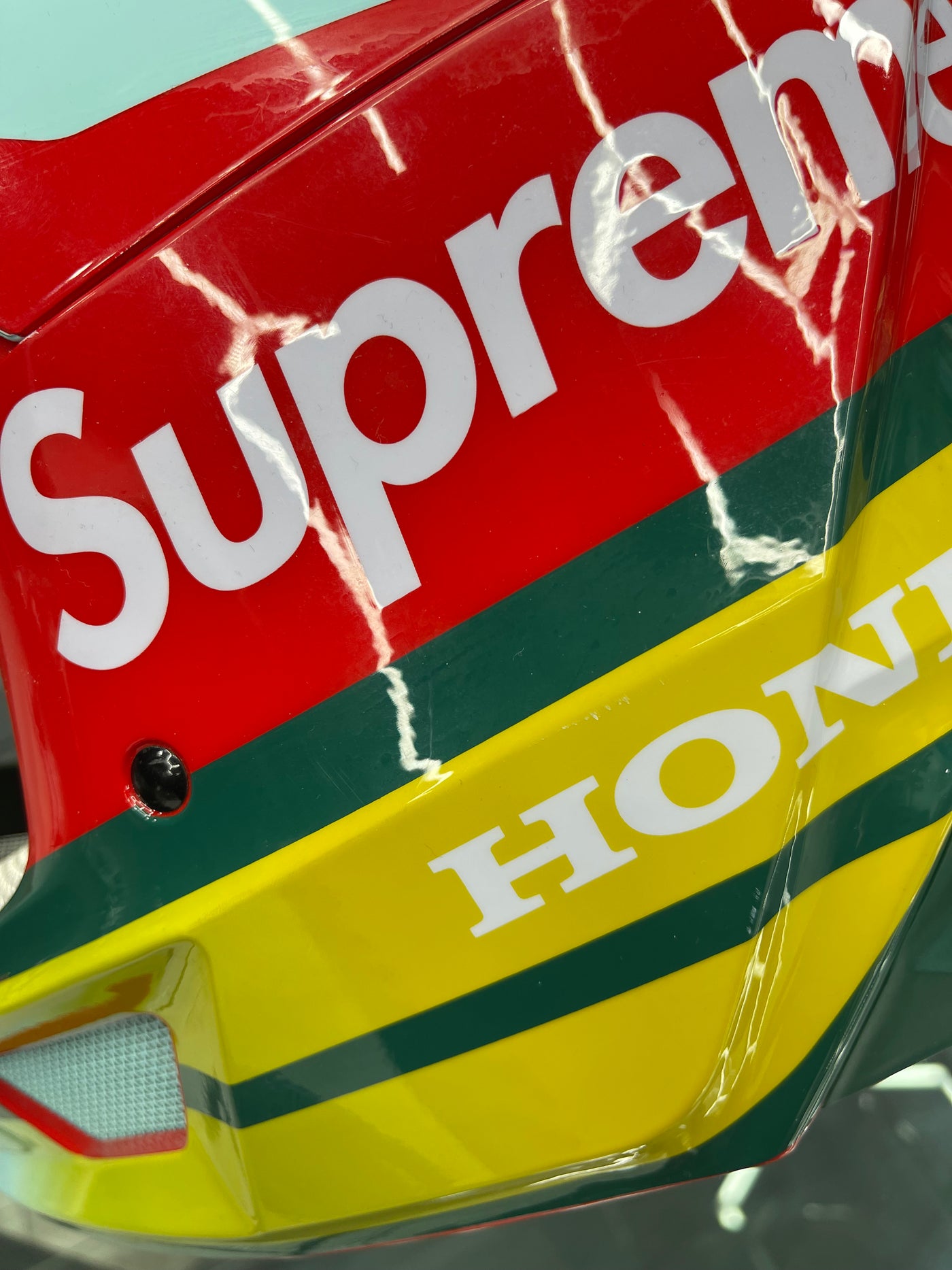 FW19 Supreme x Honda Fox Racing V1 Helmet Moss