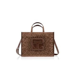 Telfar Large Jacquard Shopper Chocolate Monogram