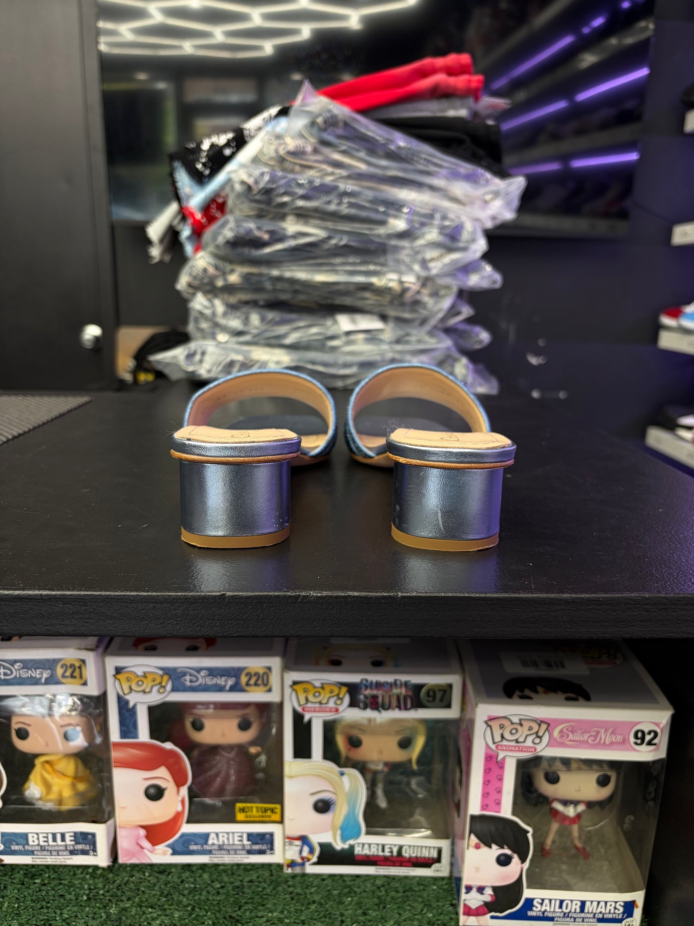 Dior DWay Heeled Slide Metal Blue