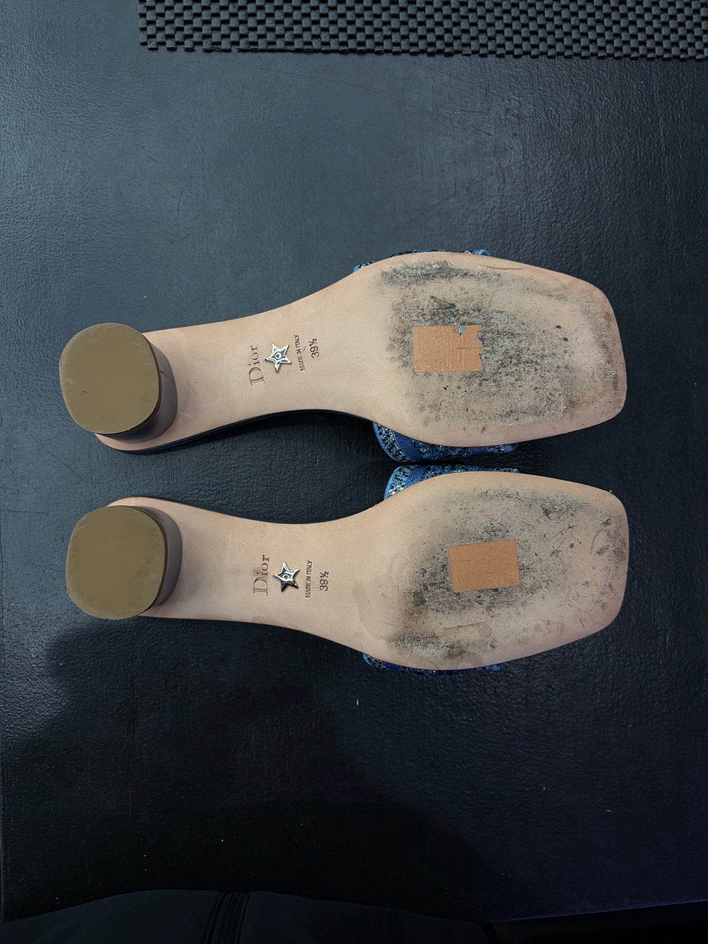 Dior DWay Heeled Slide Metal Blue