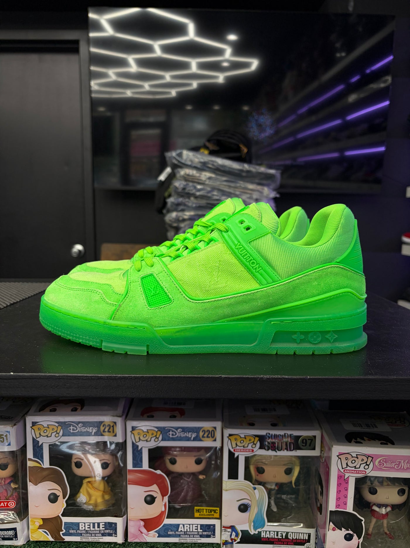 LV Trainer Vibrant Fluorescent Green Denim
