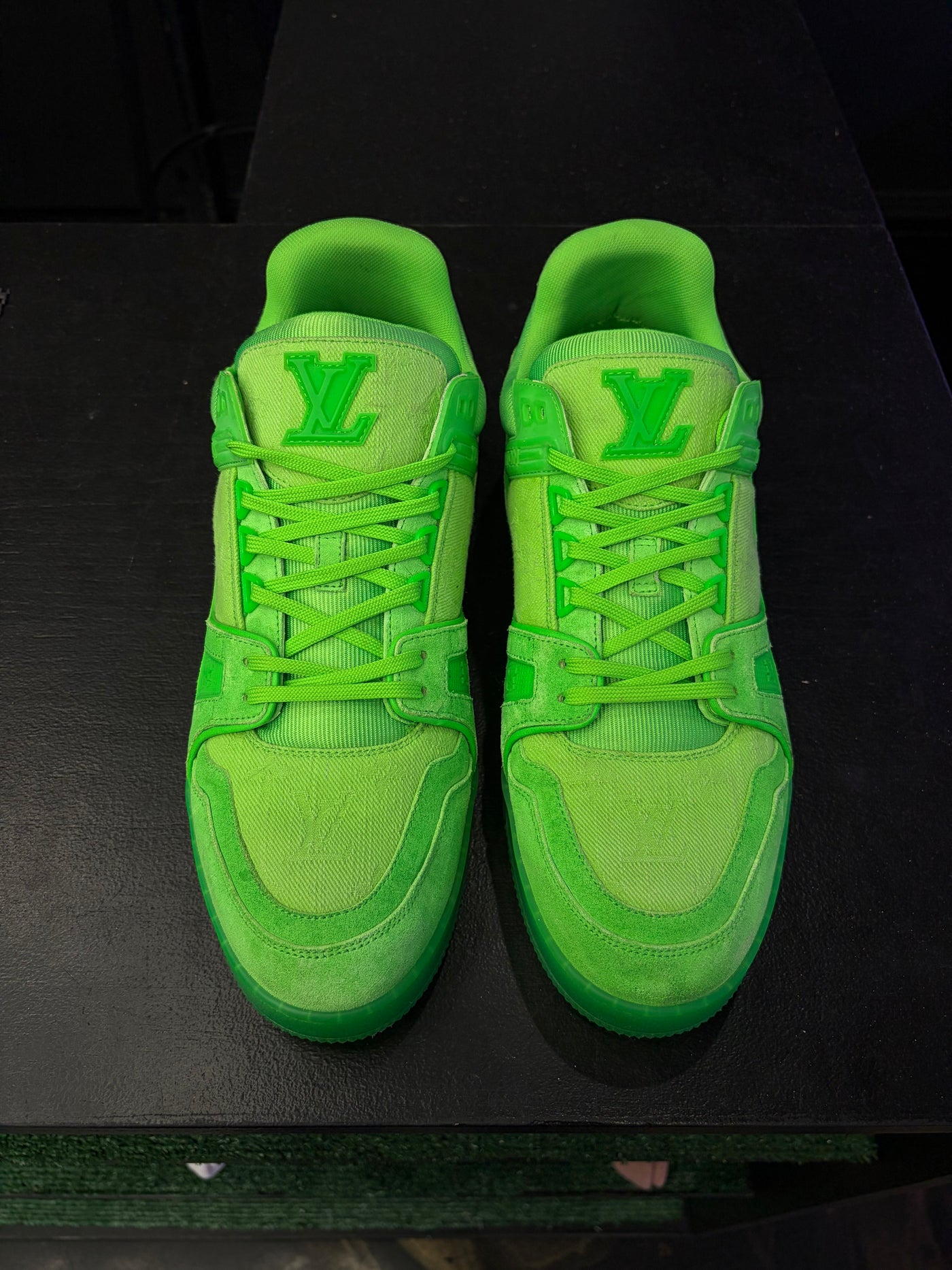 LV Trainer Vibrant Fluorescent Green Denim
