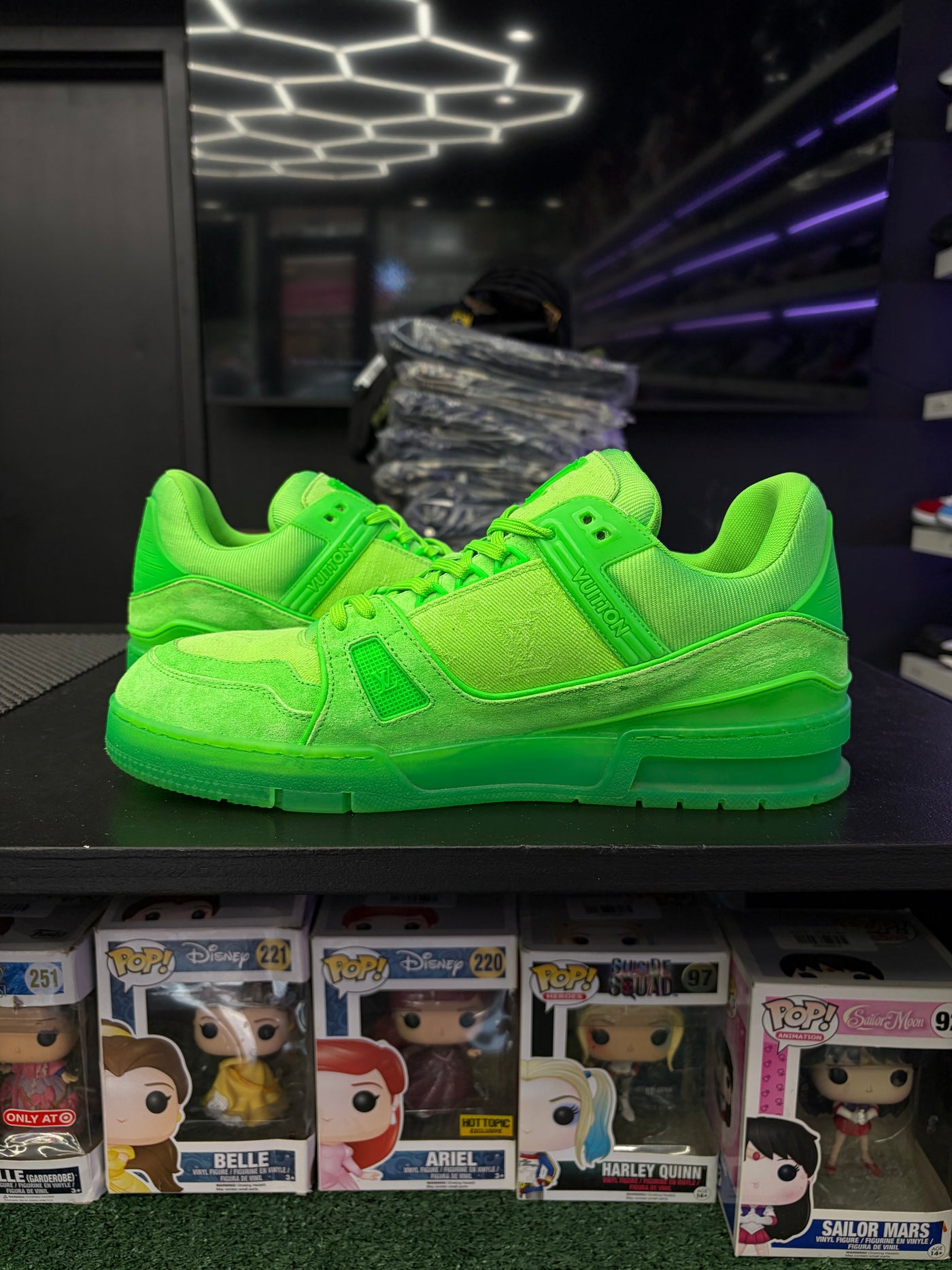 LV Trainer Vibrant Fluorescent Green Denim