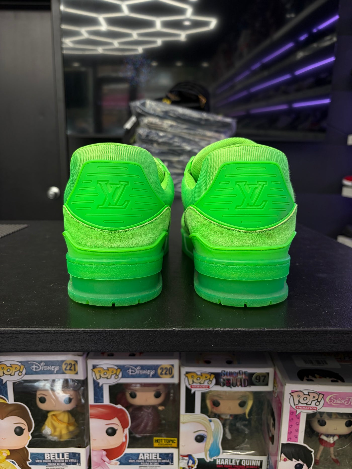 LV Trainer Vibrant Fluorescent Green Denim