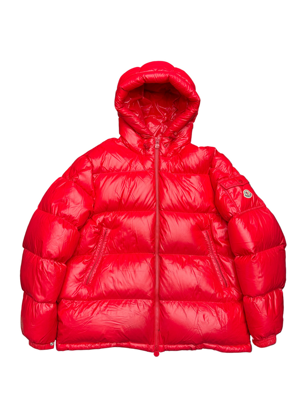 Moncler Maya Hooded Short Down Jacket Red