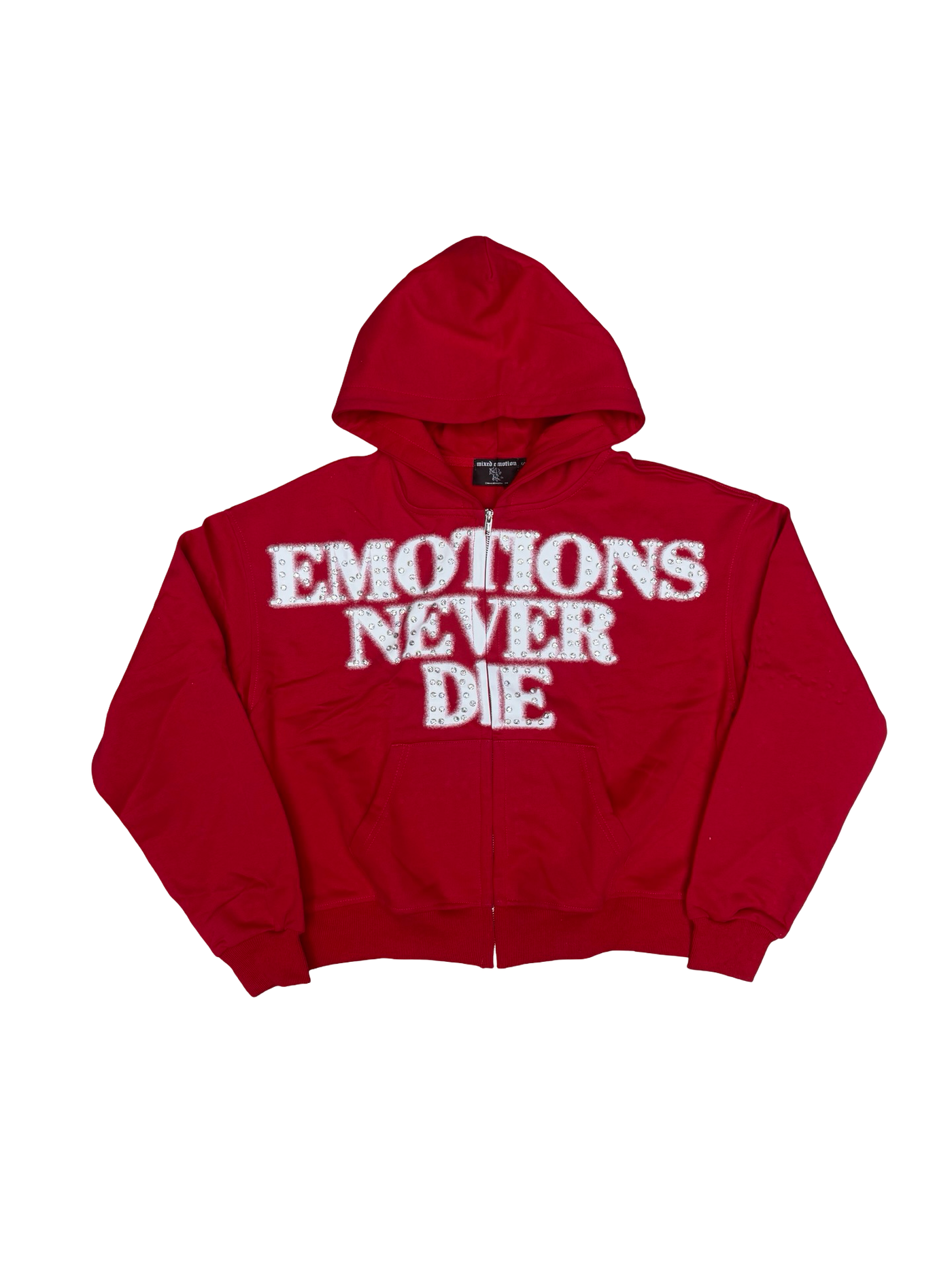 Mixed Emotions “END” Red Rhinestones Hoodie