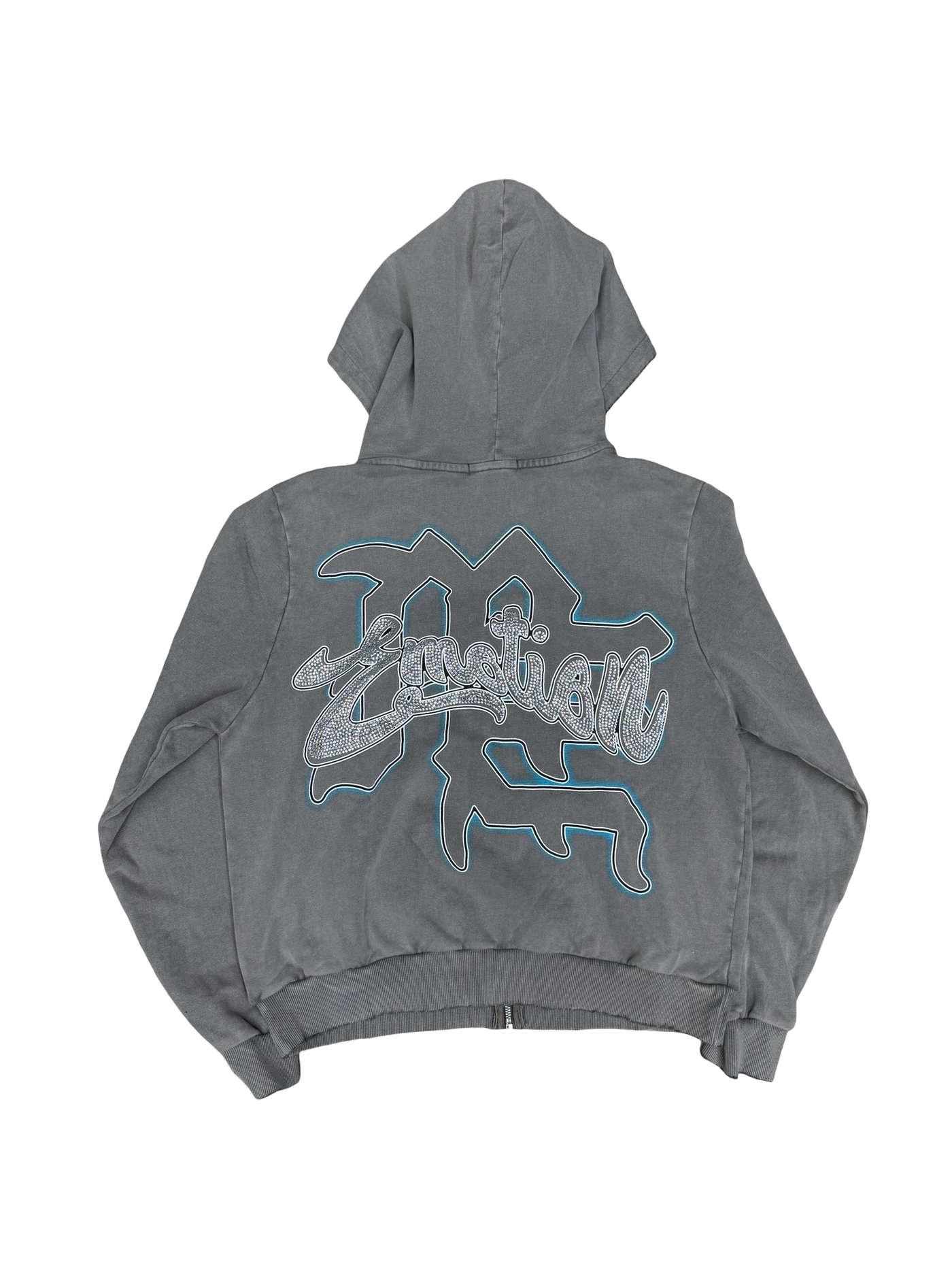 Mixed Emotions Cupid Grey Rhinestone Zip Up Hoodie