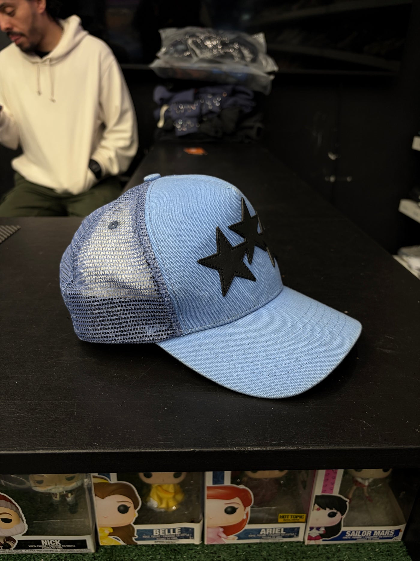 Amiri 3 Star Trucker Hat Light Blue