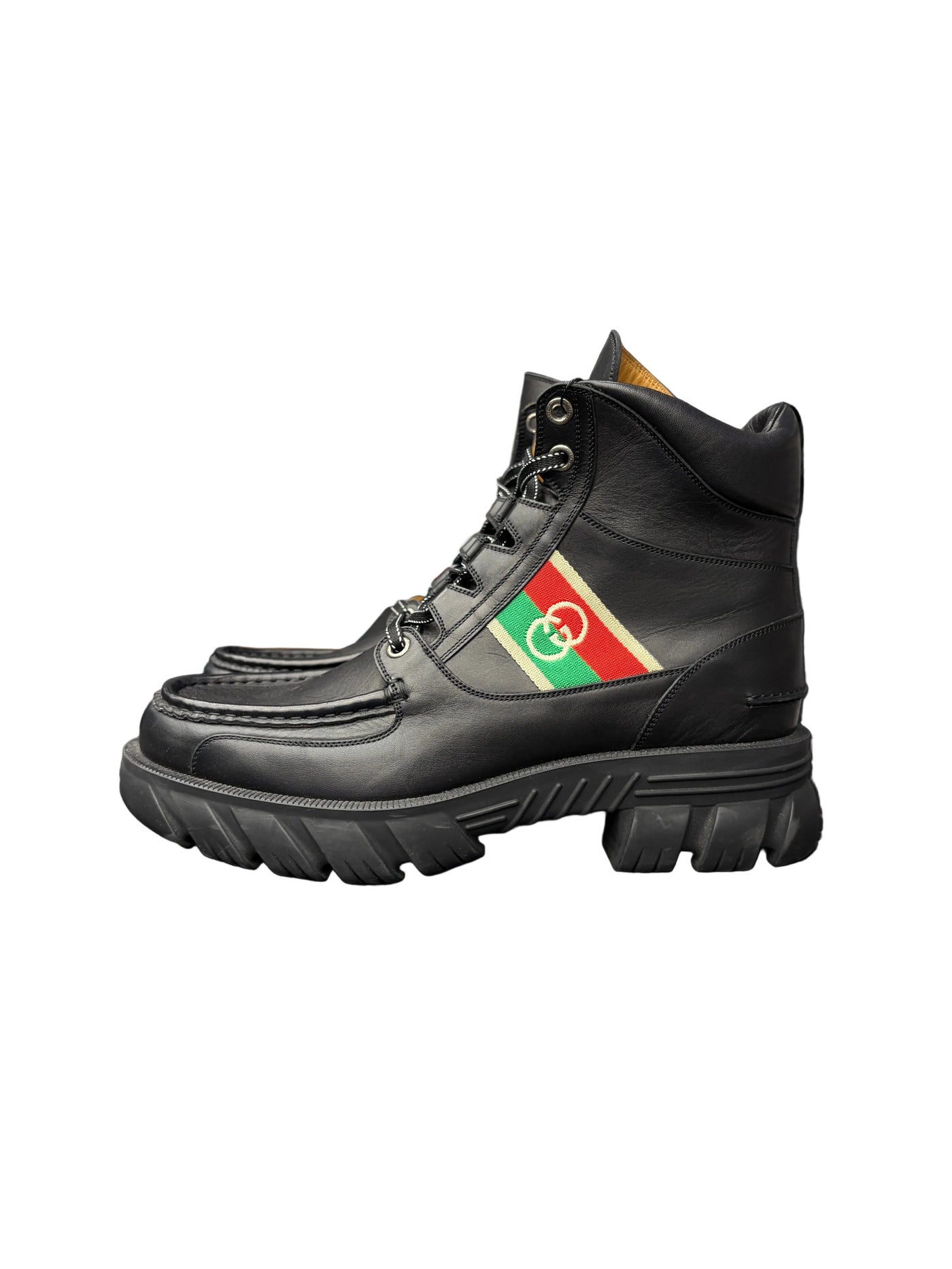 Gucci 60MM Romance Leather Combat Boots Black