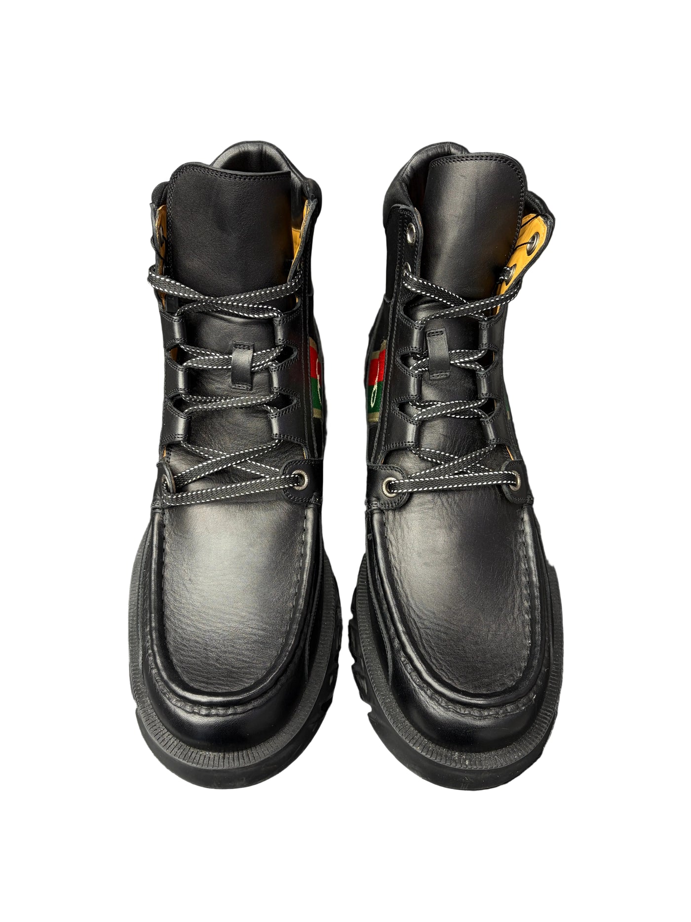 Gucci 60MM Romance Leather Combat Boots Black