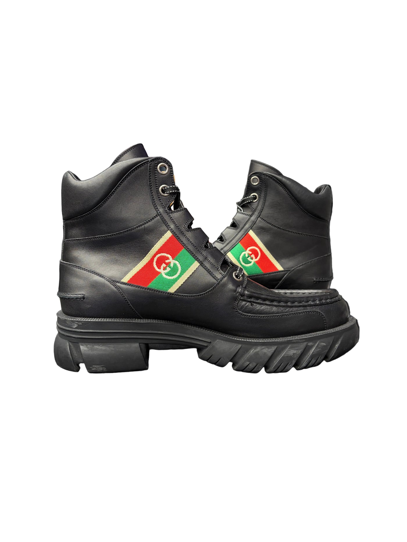 Gucci 60MM Romance Leather Combat Boots Black