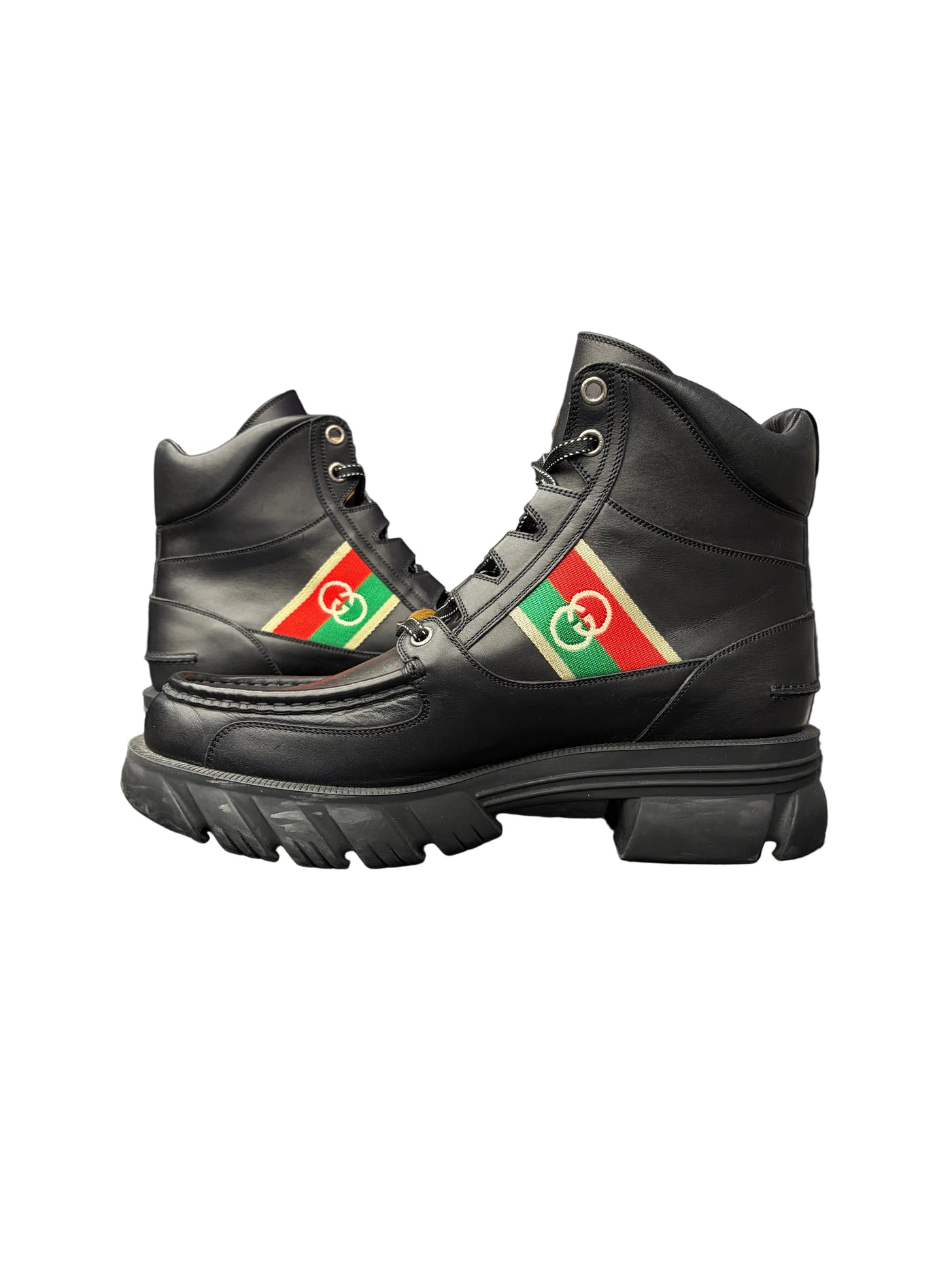 Gucci 60MM Romance Leather Combat Boots Black
