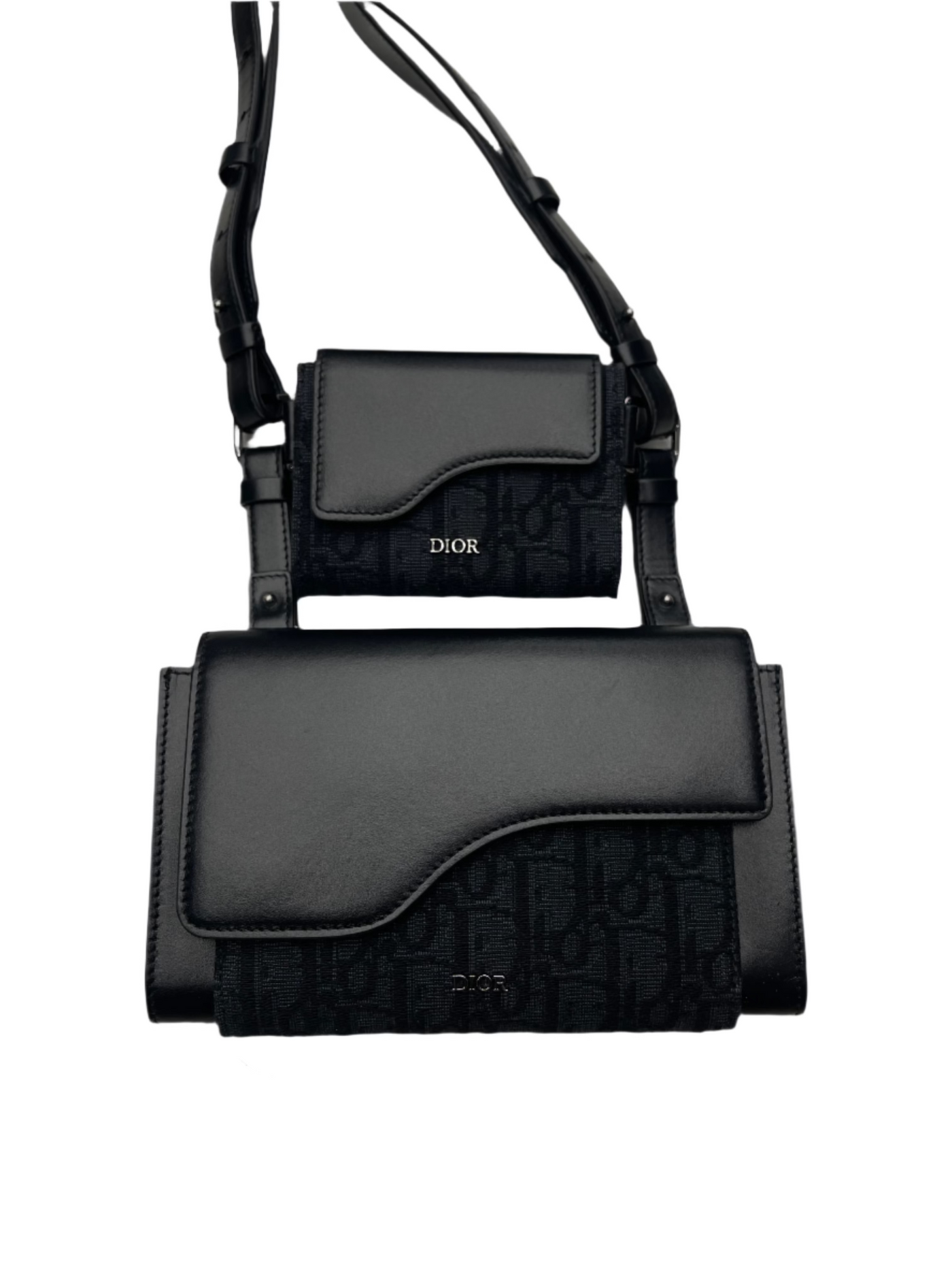 Dior Elite Shoulder Pouch Oblique Canvas Black