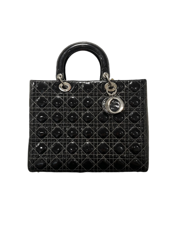 Dior Patent Cannage Large Lady Dior Black