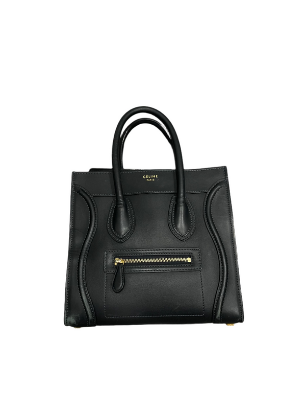 Celine Luggage Bag Drummed Calfskin Leather Navy