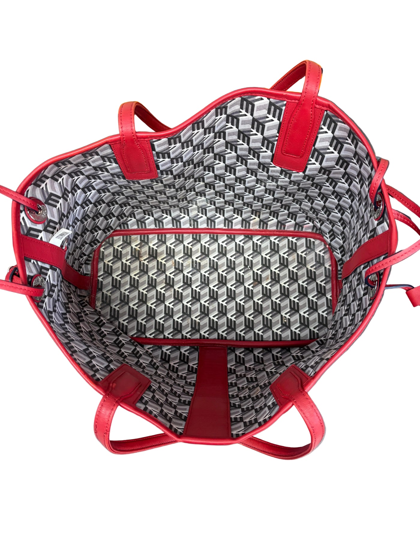 MCM Visetos Liz Reversible Shopper Tote Ruby Red