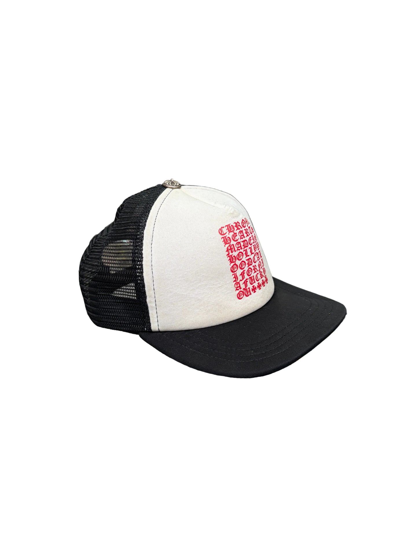 Chrome Hearts Eyechart Trucker Hat Black White Red