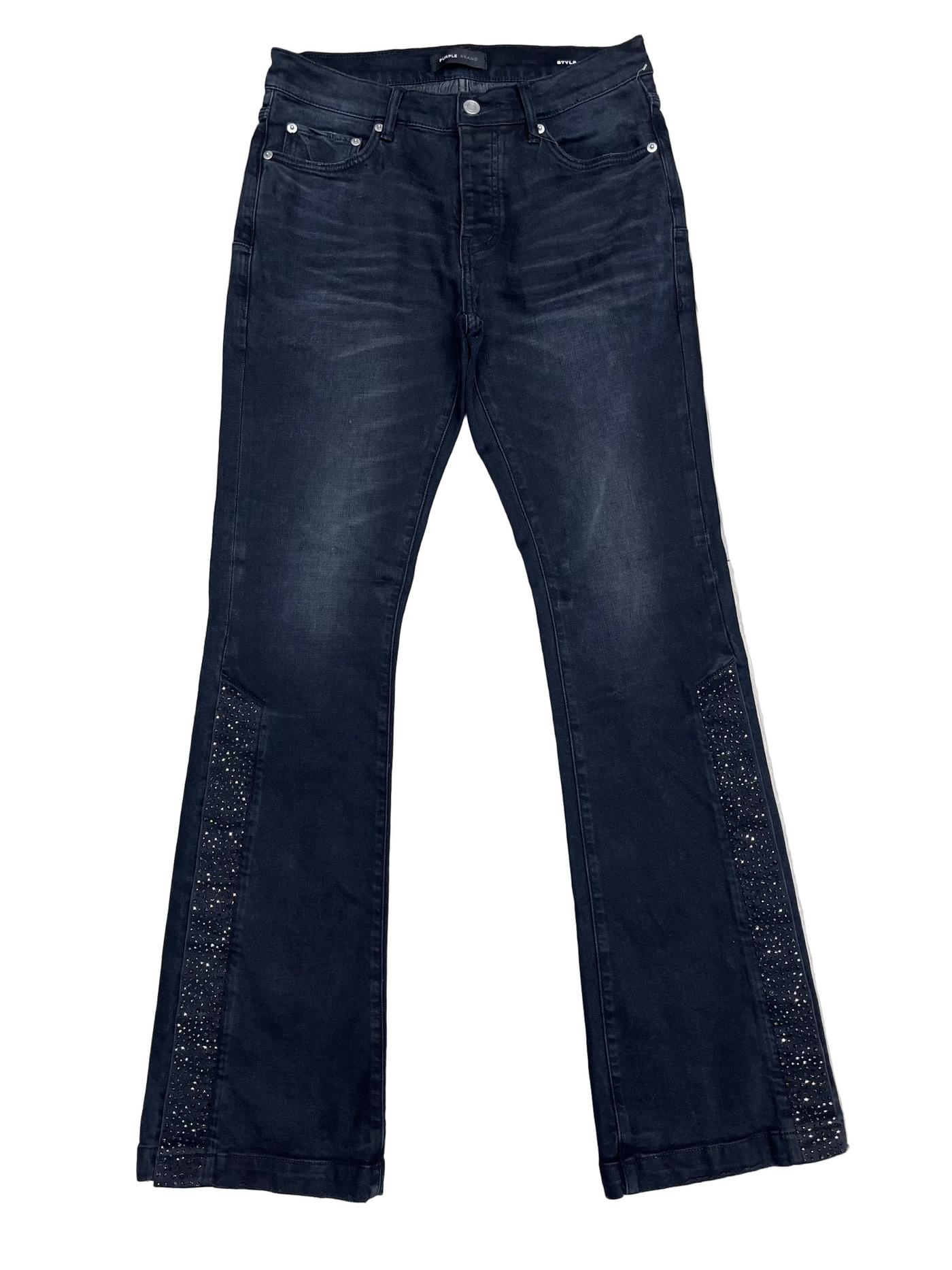 Purple Brand Crystal Snap Flared Denim