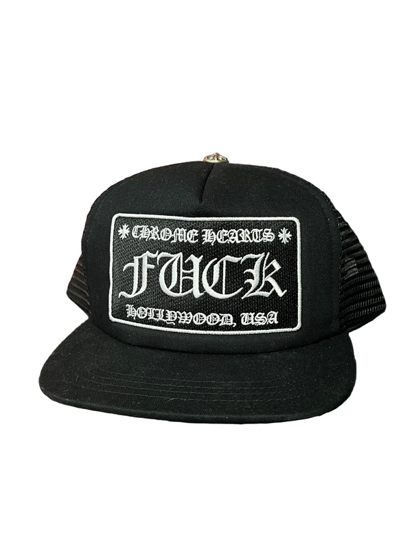 Chrome Hearts F*** Hollywood Trucker Hat Black