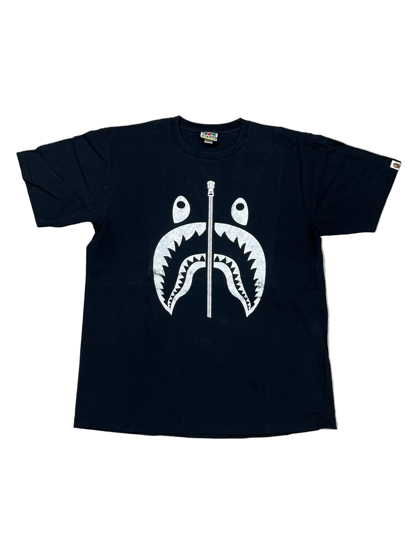 BAPE Hologram Shark Zip T-Shirt Black Silver