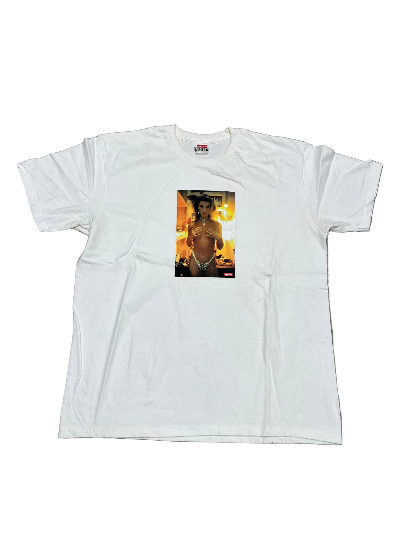 Supreme Nan Goldin Kim in Rhinestone T-Shirt White