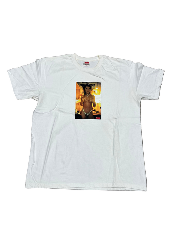 Supreme Nan Goldin Kim in Rhinestone T-Shirt White