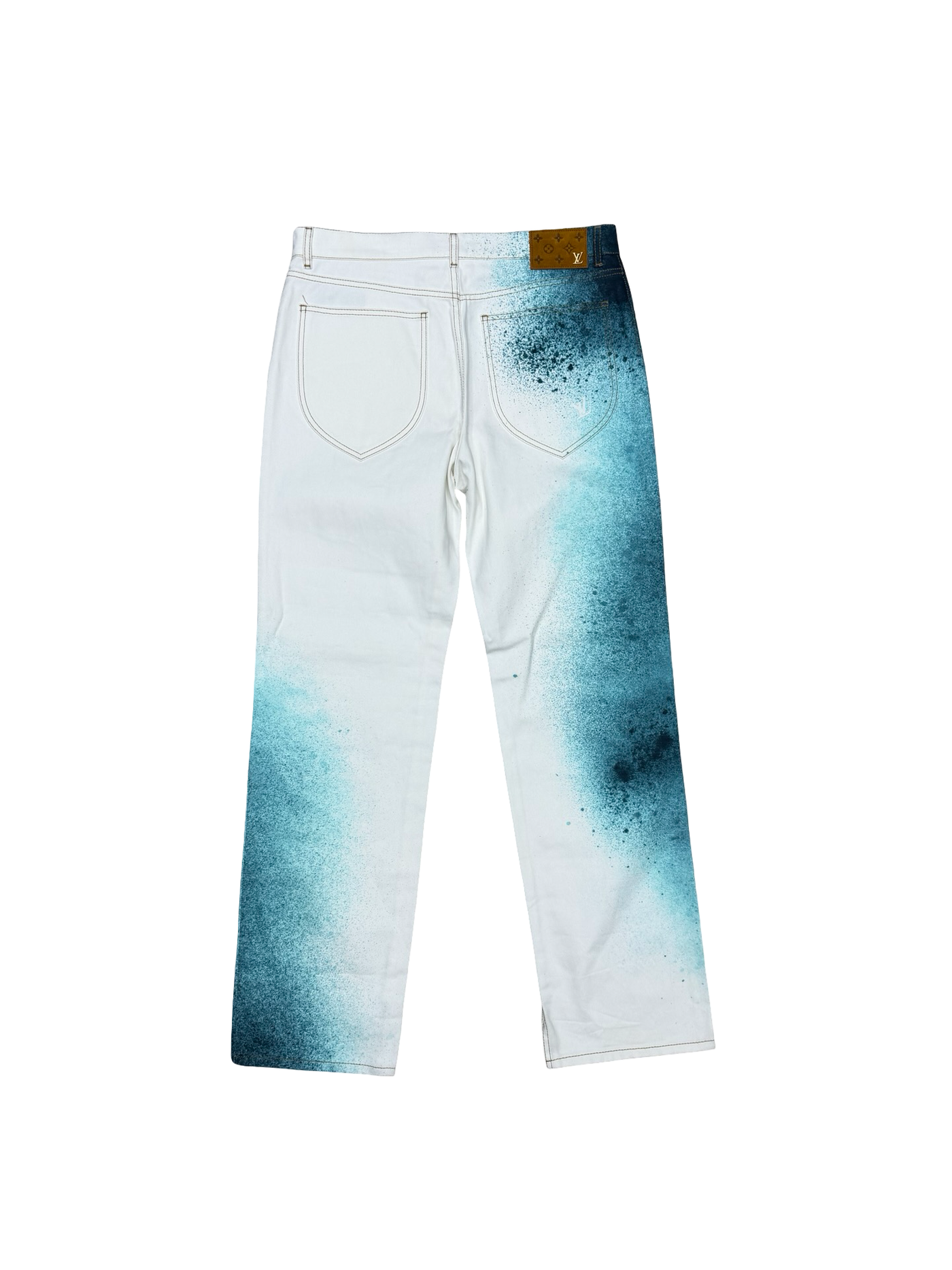 Louis Vuitton Monogram Spray Straight Leg Jeans White Blue