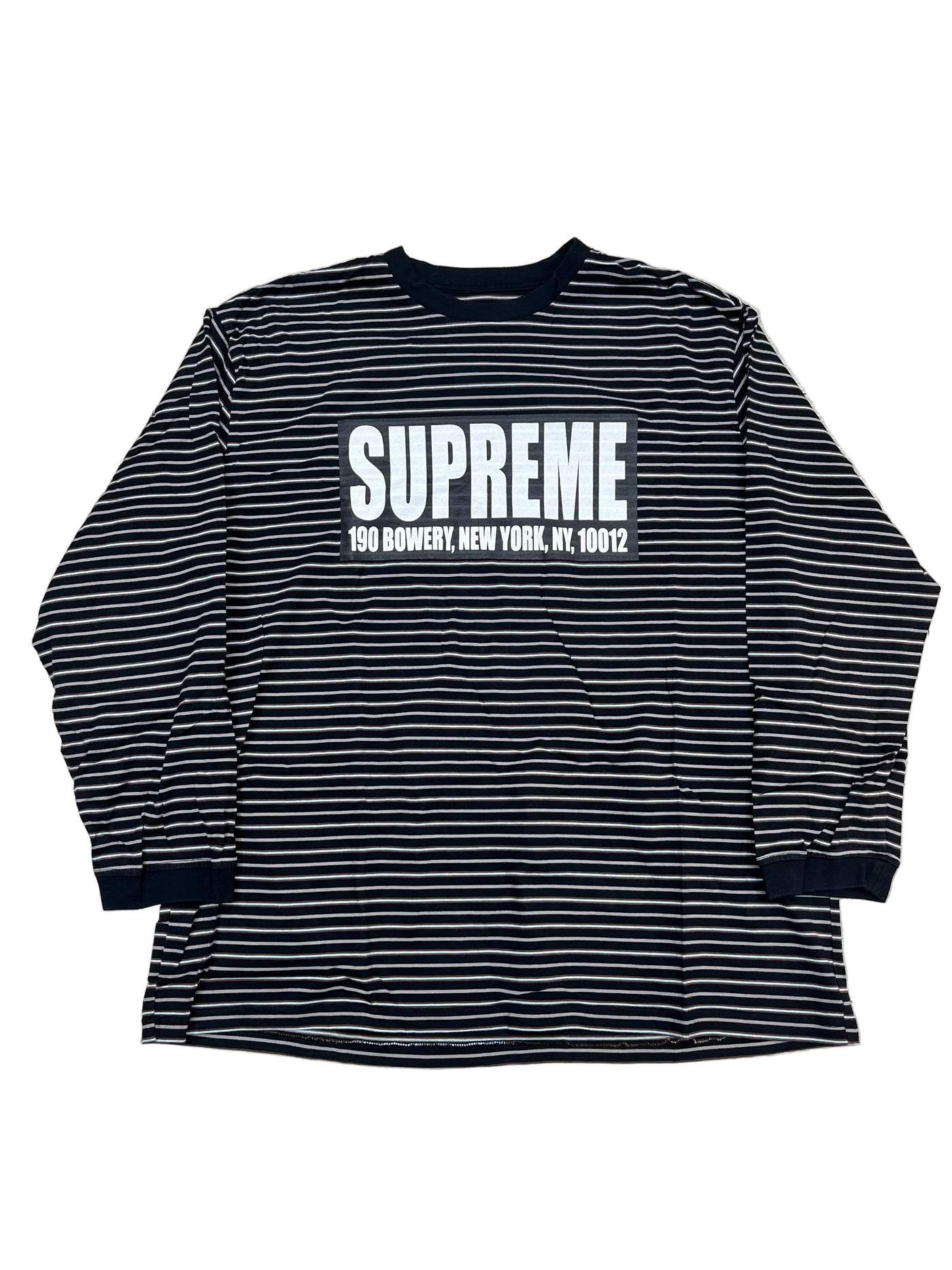 Supreme Thin Stripe L/S T-Shirt Black White