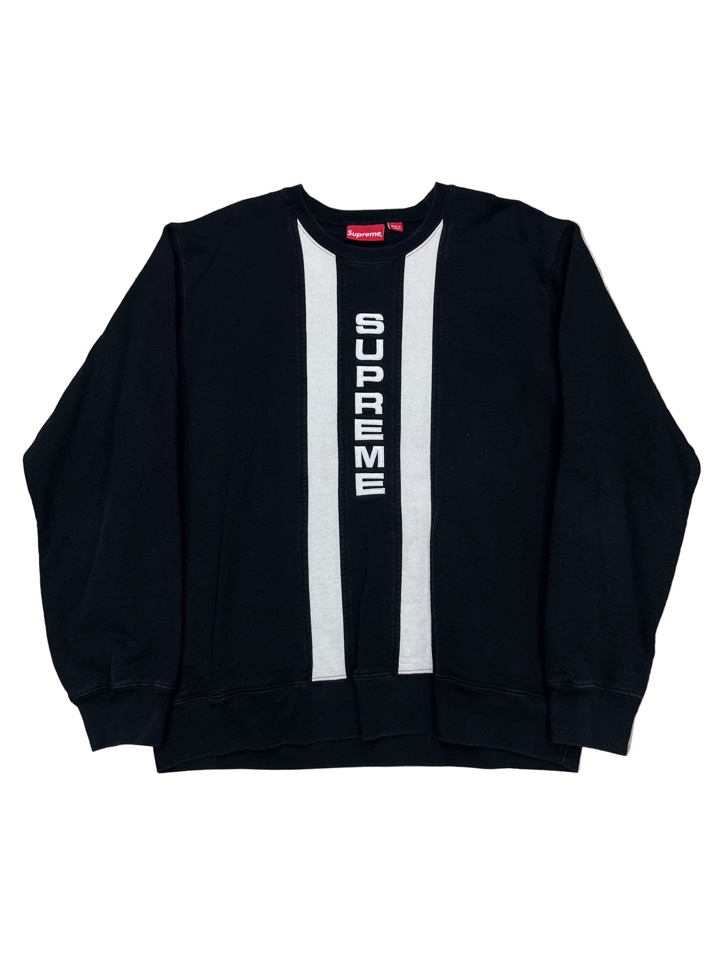 Supreme Vertical Logo Panel Crewneck Black