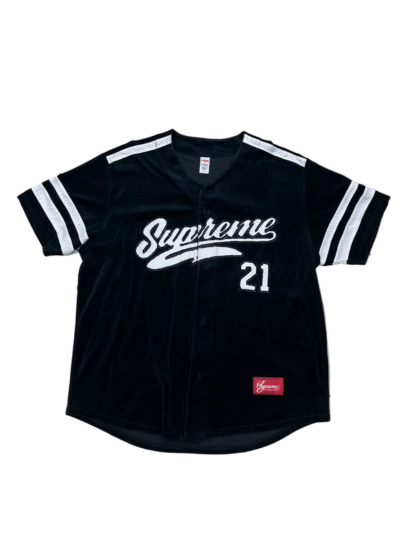Supreme Velour Baseball Jersey Black