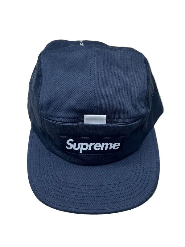 Supreme Reflective Tab Pocket Box Logo Camp Cap Navy