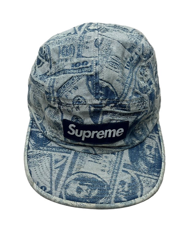 Supreme 100 Dollar Bill Camp Cap Blue