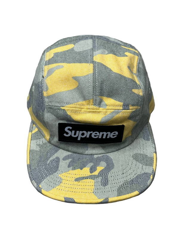 Supreme Washed Out Camo Camp Cap Yellow