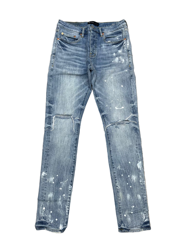 Purple Brand Paint Splatter Jeans Light Blue