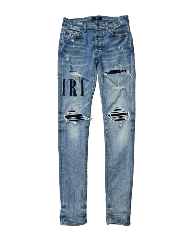 Amiri Denim Core Applique Logo Jeans Clay Indigo Blue
