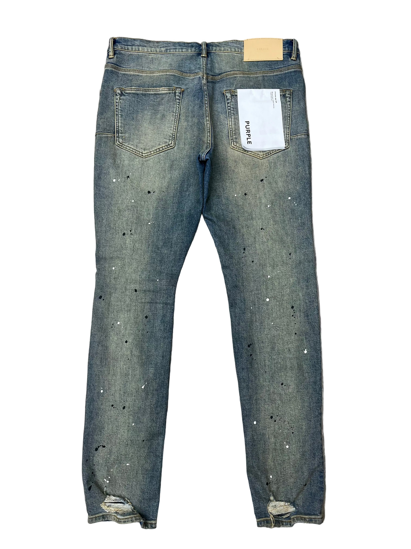 Purple Brand Mid Rise Paint Splatter Destroy Jeans Blue