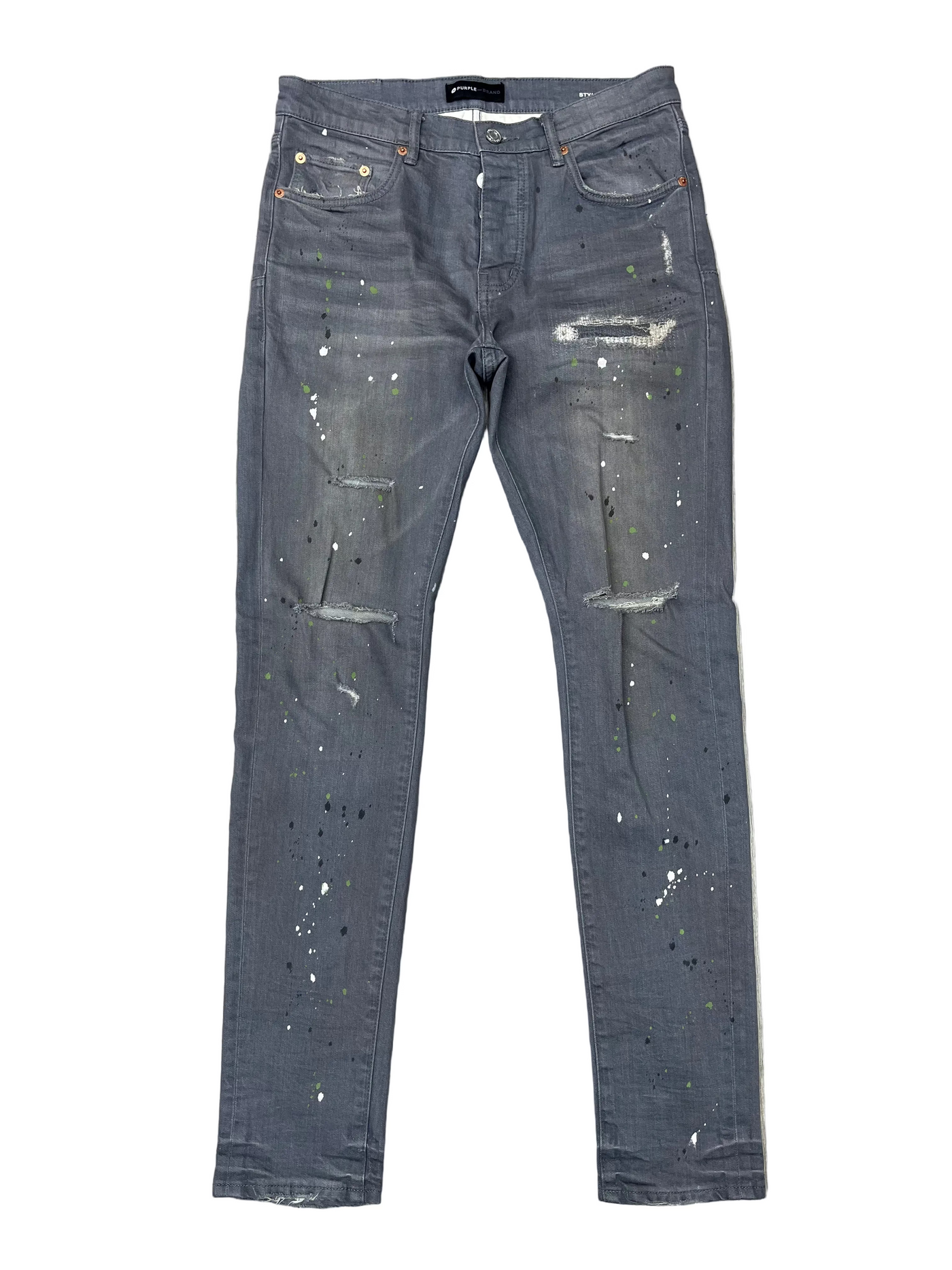 Purple Brand Vintage Paint Splatter Jeans Grey