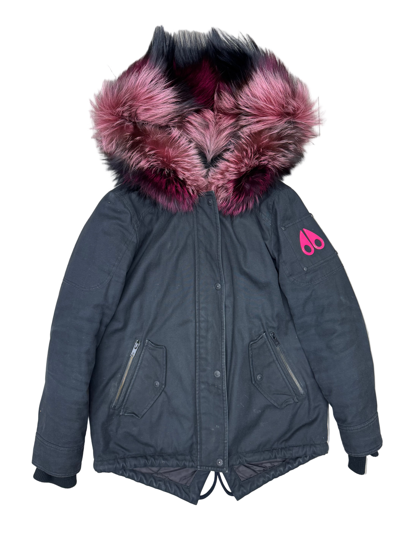 Moose Knuckles Pink Fur Bomber Jacket