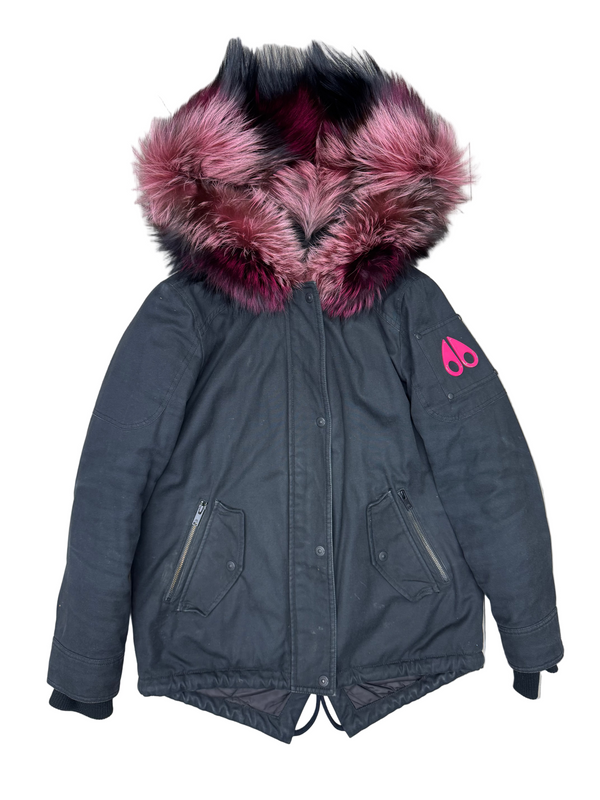 Moose Knuckles Pink Fur Bomber Jacket