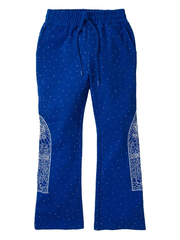 Who Decides War Rhinestone Sweatpants Blue