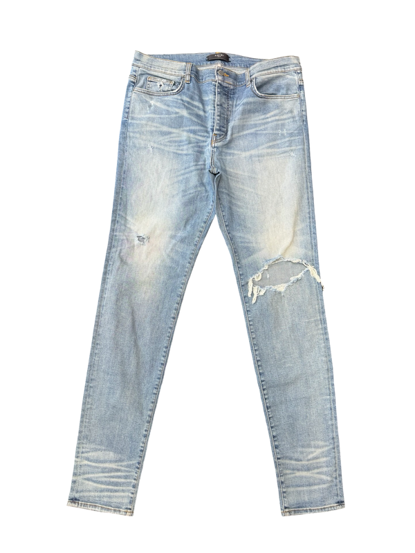Amiri Knee Slit Jeans Blue