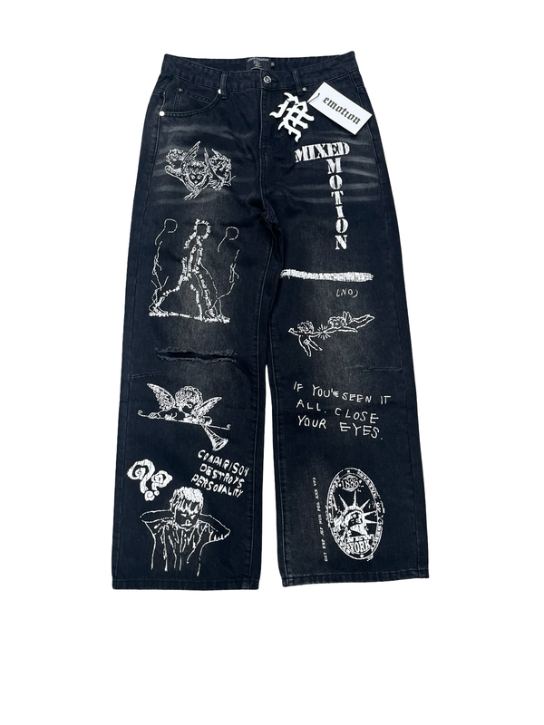 Mixed Emotion "Black Canvas" Denim Jeans