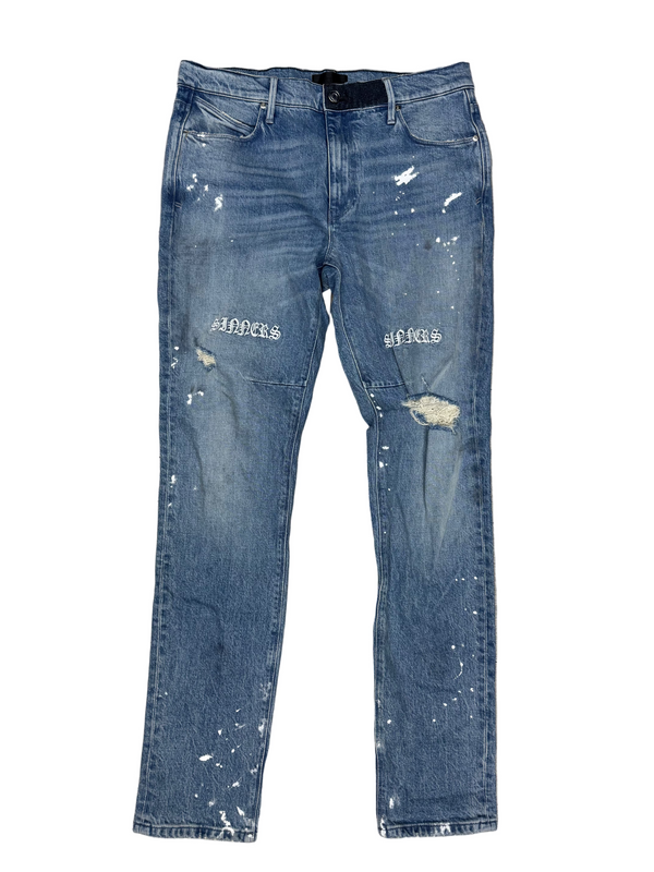 RTA Clayton Distressed White Paint Jeans