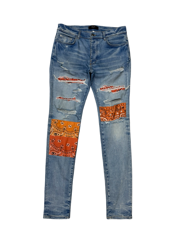Amiri Vintage Bandana Artpatch Jeans Clay Indigo