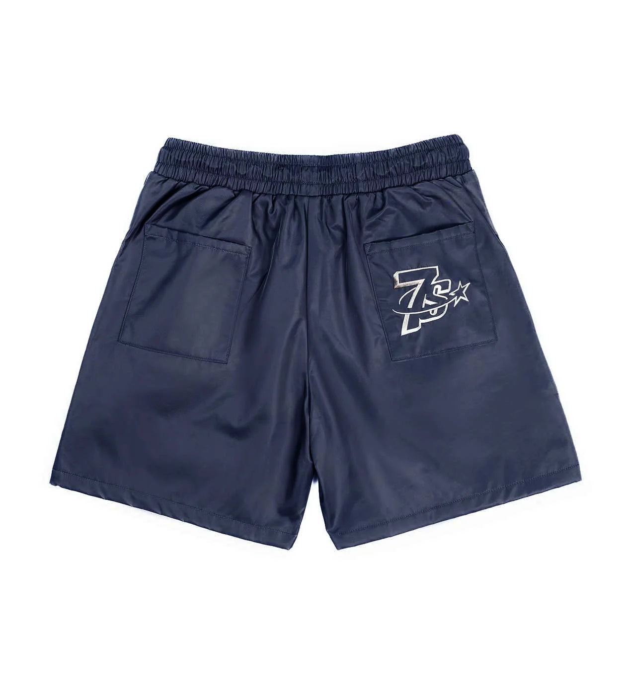 Triple Sevens Nylon Button Up Shorts Navy Blue