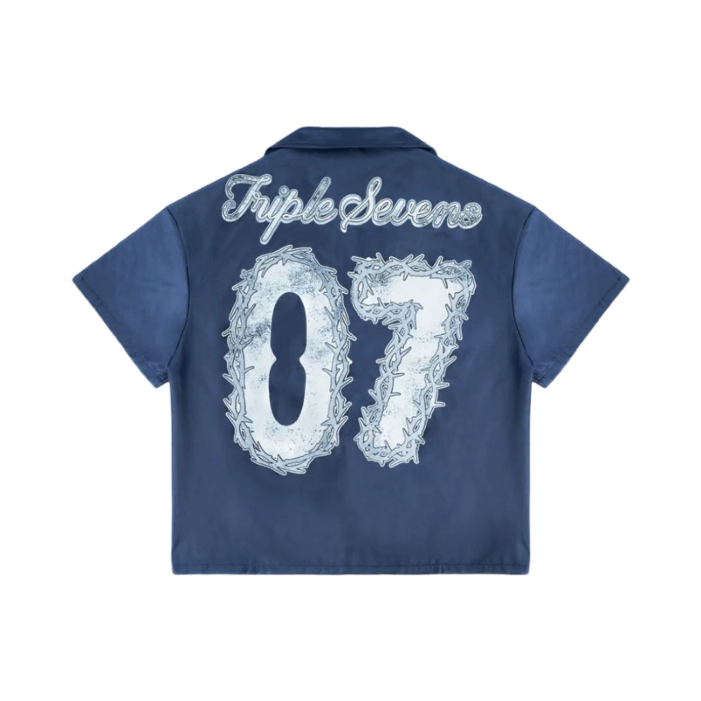 Triple Sevens Nylon Button Up Shirt Navy