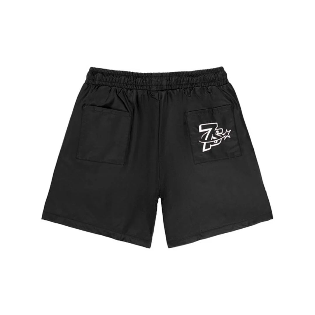 Triple Sevens Nylon Button Up Shorts Black
