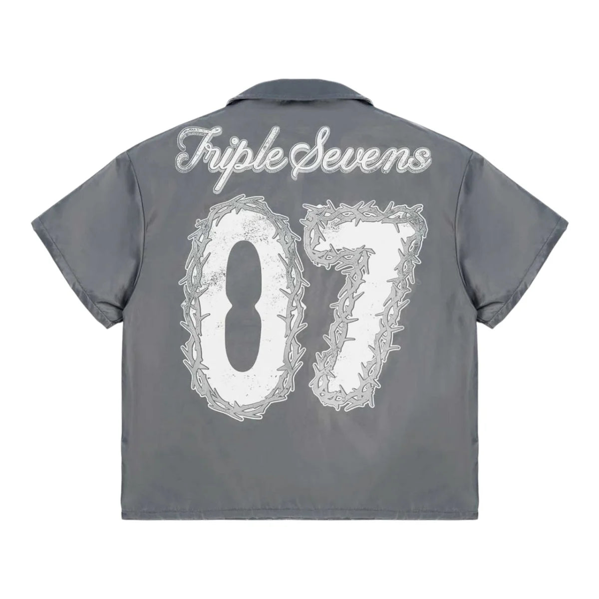 Triple Sevens Nylon Button Up Shirt Grey